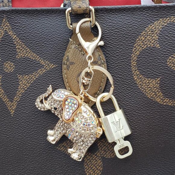 Authentic Louis Vuitton Lock & Key with Unbranded Elephant Charm, Keychain - Picture 2 of 10
